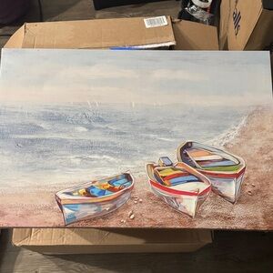 Colorful Beach Boats Canvas Art - Vibrant Coastal Wall Decor